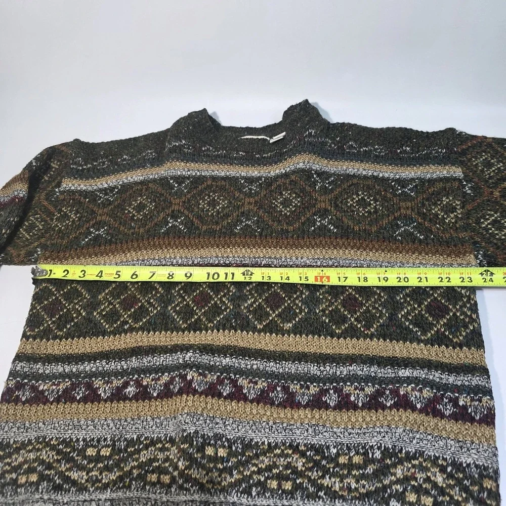 Vintage Prima Magalia Knit Sweater Mens L Brown Wool Blend Crew Neck Coogi Style